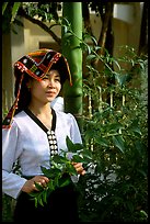 Young Thai woman in traditional dress, Son La. Vietnam (color)