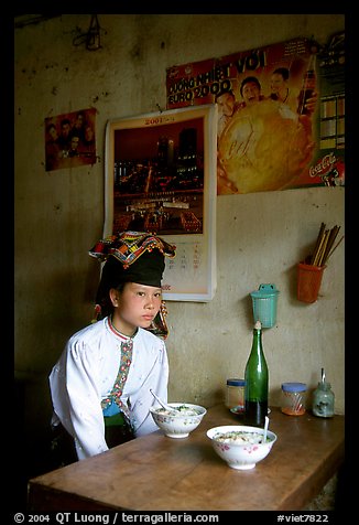 Thai woman in a restaurant, Tuan Chau. Northwest Vietnam