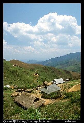 Hamlet near the pass between Son La and Lai Chau. Northwest Vietnam (color)
