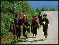 Hmong kids returning from school, near Lai Chau. Northwest Vietnam ( color)