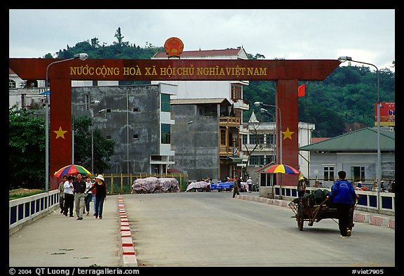 The Vietnamese side of the border crossing at Lao Cai. Vietnam (color)