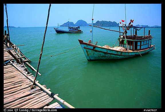 Fishing boats in the China sea. Hong Chong Peninsula, Vietnam