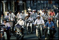 Dense two-wheel traffic. Ho Chi Minh City, Vietnam (color)