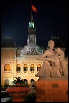 City townhall and Ho Chi Minh sculpture. Ho Chi Minh City, Vietnam ( color)
