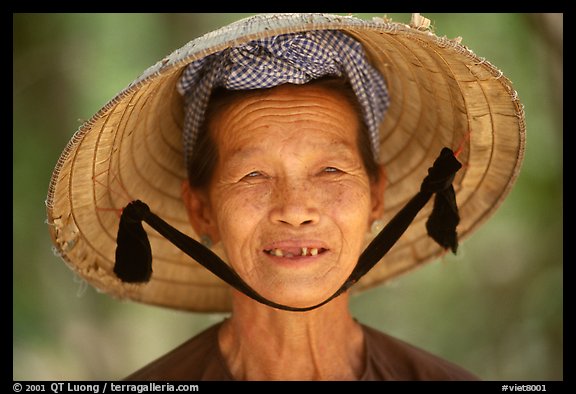 Villager with conical hat, Ben Tre. Vietnam (color)