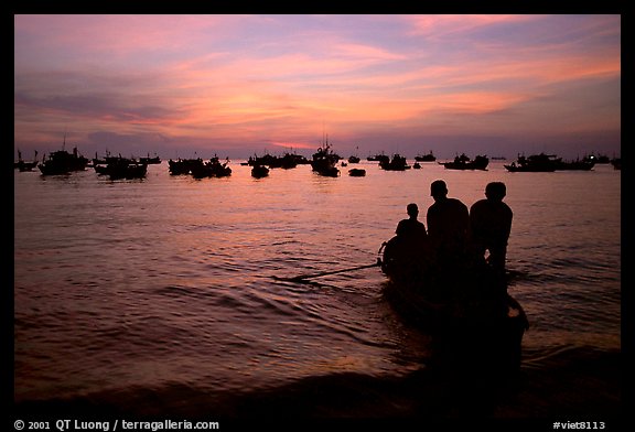 Fishing boat fleet at sunset. Vung Tau, Vietnam (color)