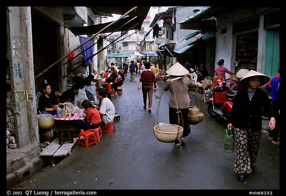 Street scene in the old city. Hanoi, Vietnam (color)
