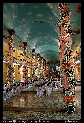 Interior of the Great Caodai Temple. Tay Ninh, Vietnam