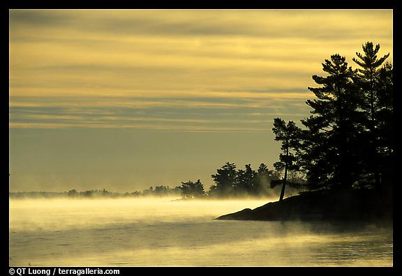 Fog at sunrise, Voyageurs National Park. 