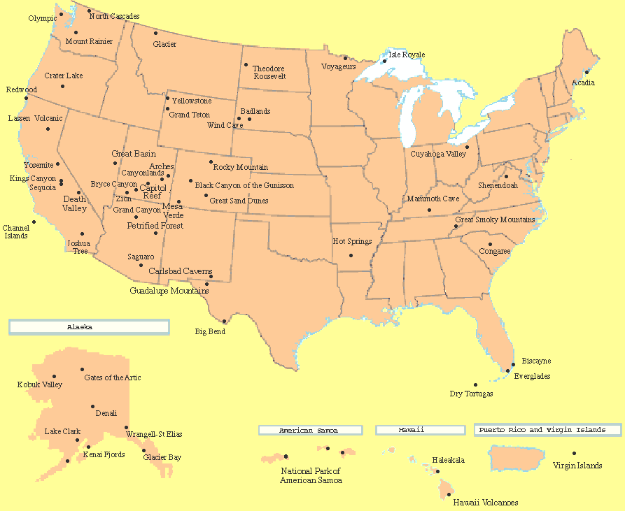 Us Map National Parks