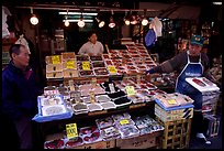 Seafood store in a popular street. Tokyo, Japan (color)