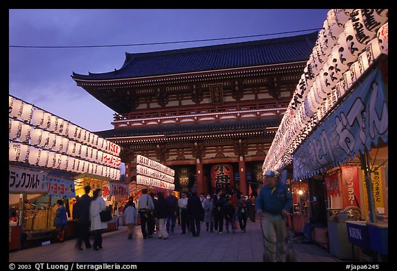 Nakamise-dori and  Senso-ji temple at dusk. Tokyo, Japan