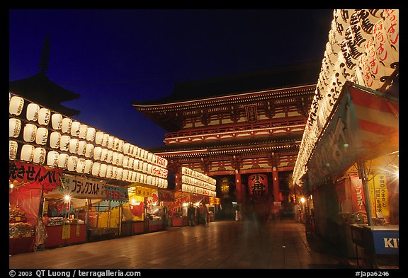 Nakamise-dori and  Senso-ji temple by night. Tokyo, Japan