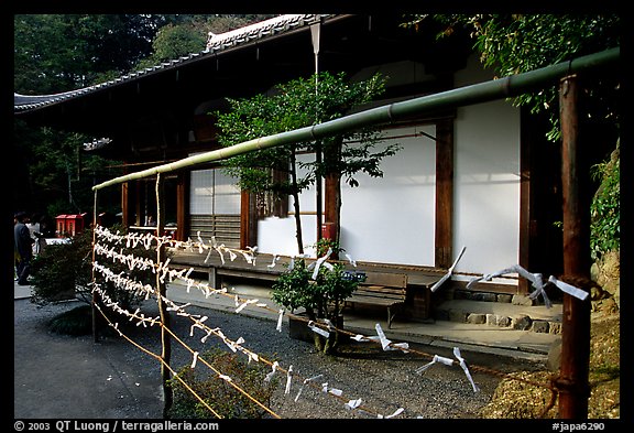 Prayer notes in a temple. Kyoto, Japan