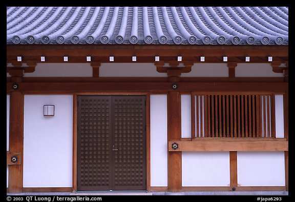 Roof and wall detail, Sanjusangen-do Temple. Kyoto, Japan (color)