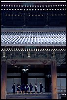 Uniformed schoolgirls visit Higashi Hongan-ji Temple. Kyoto, Japan ( color)