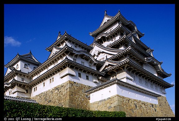 Towering five-story castle. Himeji, Japan (color)