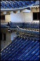 Roofs and walls inside the castle. Himeji, Japan