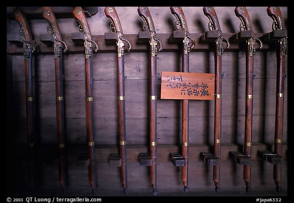 Rack of period riffles. Himeji, Japan (color)