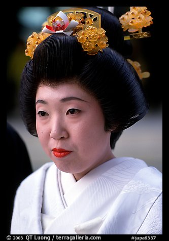 Bride with traditional make-up. Tokyo, Japan