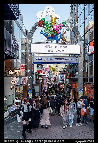 Entrance gate to Takeshita Street, Harajuku. Tokyo, Japan (color)