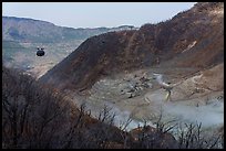 Ōwakudani volcanic valley and Hakone Ropeway car, Hakone. Japan ( color)