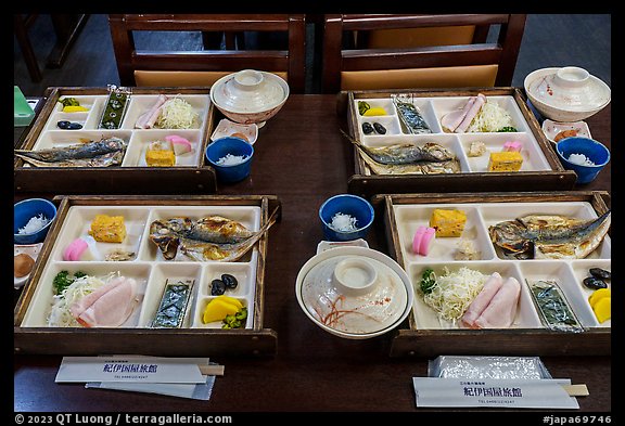 Japanese-style breakfast trays, Fujisawa. Japan (color)