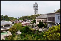 Enoshima Daishi temple and Sea Candle. Enoshima Island, Japan ( color)