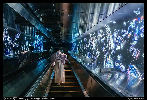 First Luminous Way escalator. Enoshima Island, Japan (color)