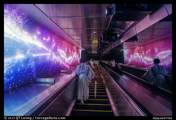 Second Luminous Way escalator. Enoshima Island, Japan (color)