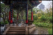 Pavilion with sculpture and Sea Candle, Samuel Cocking Garden. Enoshima Island, Japan ( color)