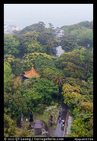 Samuel Cocking Garden pavilions from above. Enoshima Island, Japan (color)