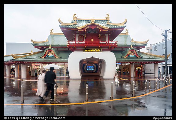 Train station inspired by dragon legend. Fujisawa, Japan (color)