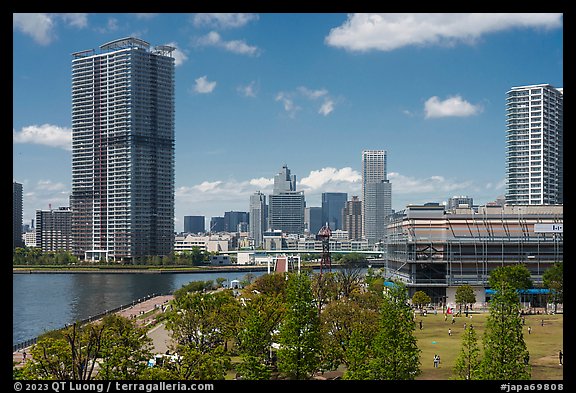 Park and river, Toyosu. Tokyo, Japan (color)