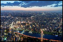 City view from above at twilight, Asakusa. Tokyo, Japan ( color)