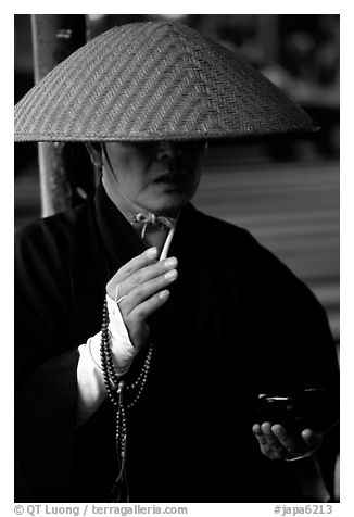 Buddhist monk. Tokyo, Japan (black and white)