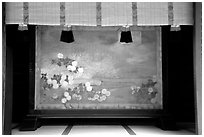 Painted panel, Meiji-jingu Shrine. Tokyo, Japan ( black and white)