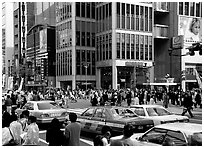 Crowded crossing in Ginza shopping district. Tokyo, Japan ( black and white)