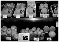 Incredibly high priced fruit in a department store. Tokyo, Japan ( black and white)