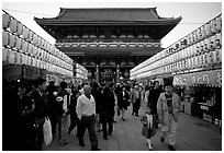 Nakamise-dori, Senso-ji's temple precint's shopping street, Asakusa. Tokyo, Japan ( black and white)
