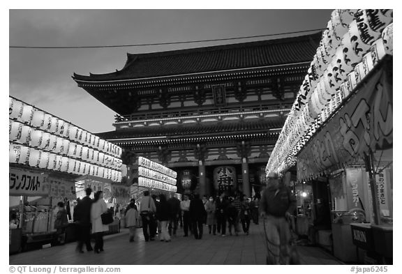 Nakamise-dori and  Senso-ji temple at dusk. Tokyo, Japan