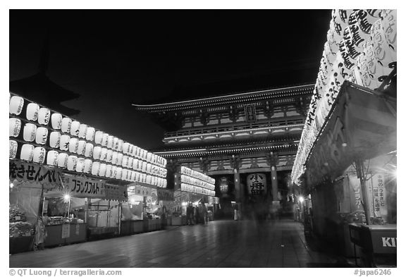 Nakamise-dori and  Senso-ji temple by night. Tokyo, Japan