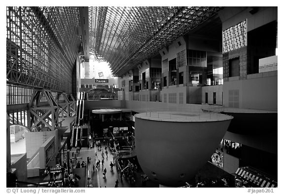 Train station hall. Kyoto, Japan (black and white)