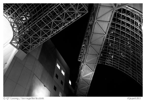 Structures in the train station. Kyoto, Japan (black and white)