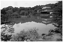 Golden pavilion, Kinkaku-ji Temple. Kyoto, Japan (black and white)