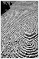 Raked gravel Tofuju-ji Temple. Kyoto, Japan (black and white)