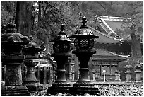 Sacred urns in Tosho-gu Shrine. Nikko, Japan ( black and white)