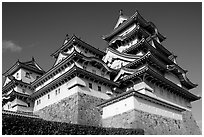 Towering five-story castle. Himeji, Japan (black and white)