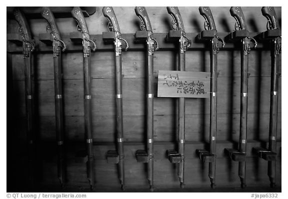 Rack of period riffles. Himeji, Japan