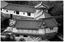 Secondary structures in castle. Himeji, Japan (black and white)